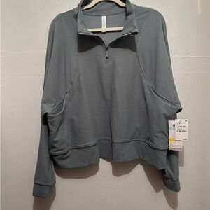 Zella Women's Slate Gray Half-Zip Sweatshirt